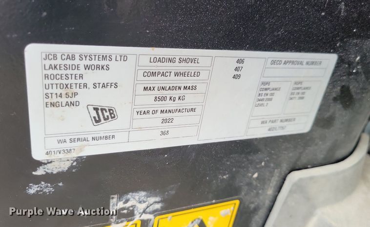 image for item DG0630 2022 JCB 407 wheel loader