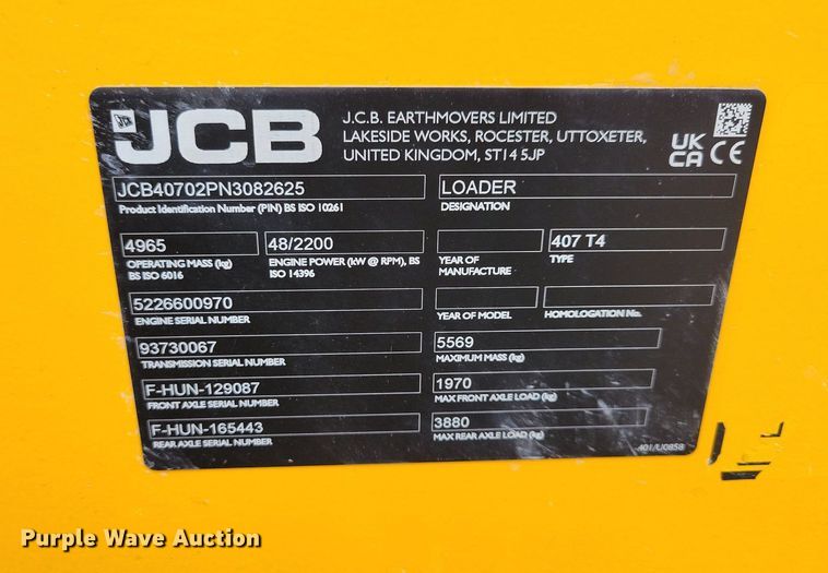 image for item DG0630 2022 JCB 407 wheel loader