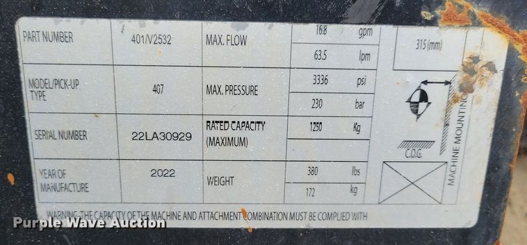 image for item DG0631 2022 JCB 407 wheel loader