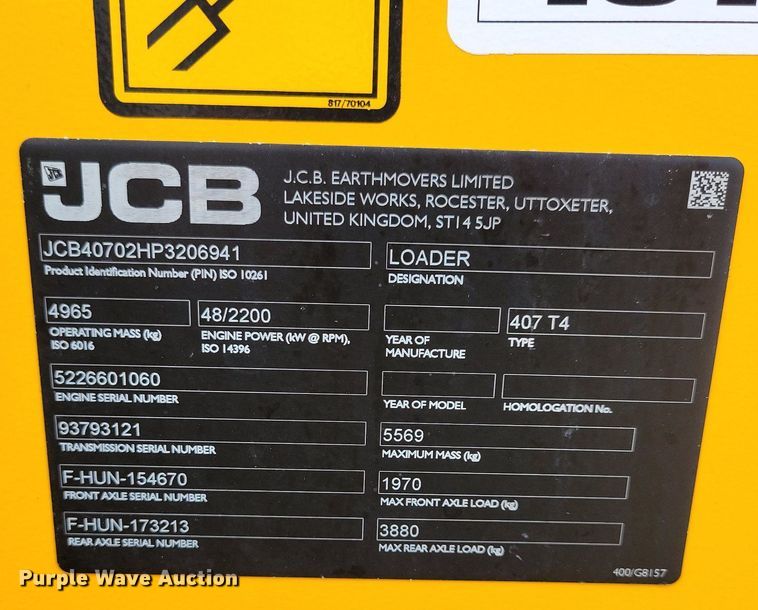 image for item DG0631 2022 JCB 407 wheel loader