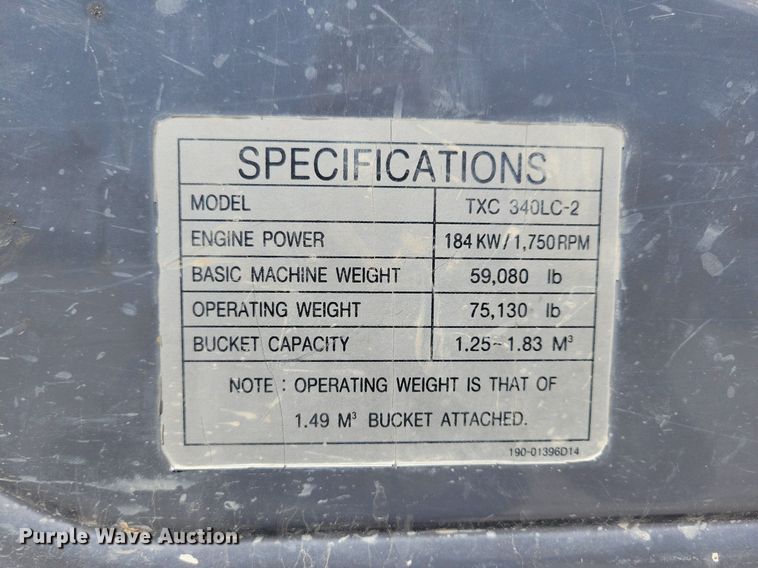 image for item DG0639 2007 Terex TXC340LC-2 excavator