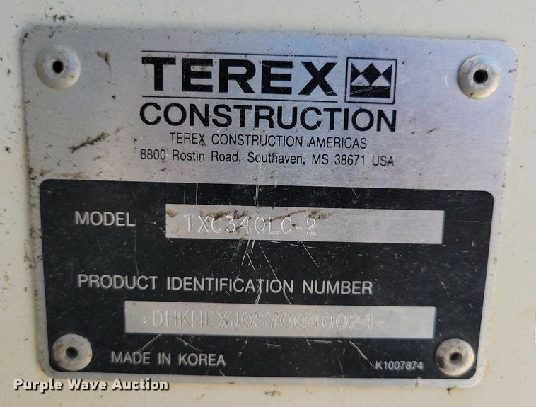 image for item DG0639 2007 Terex TXC340LC-2 excavator