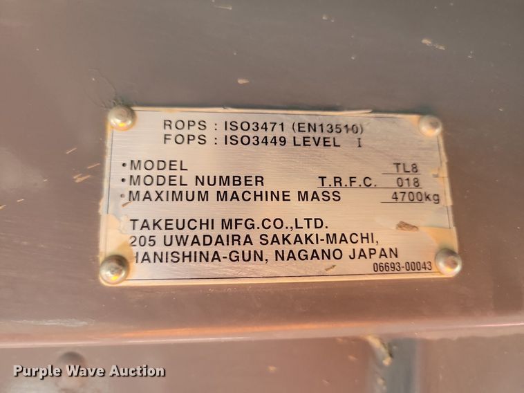 image for item DG0646 2016 Takeuchi TL8 tracked skid steer loader