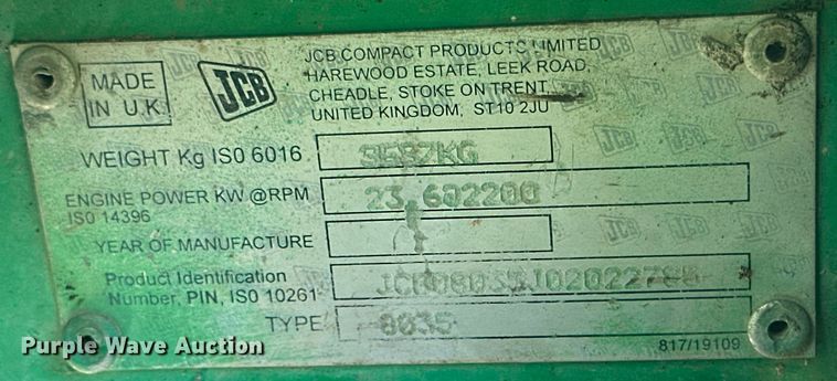 image for item DK6646 JCB 8035 mini excavator