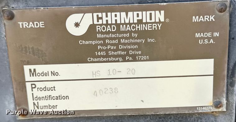 image for item DK6647 2000 Champion 1110W paver