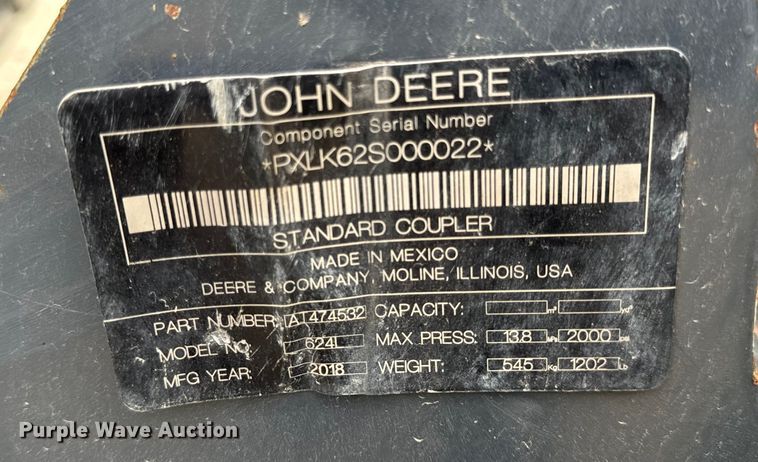 image for item DL4417 2019 John Deere 624L  wheel loader