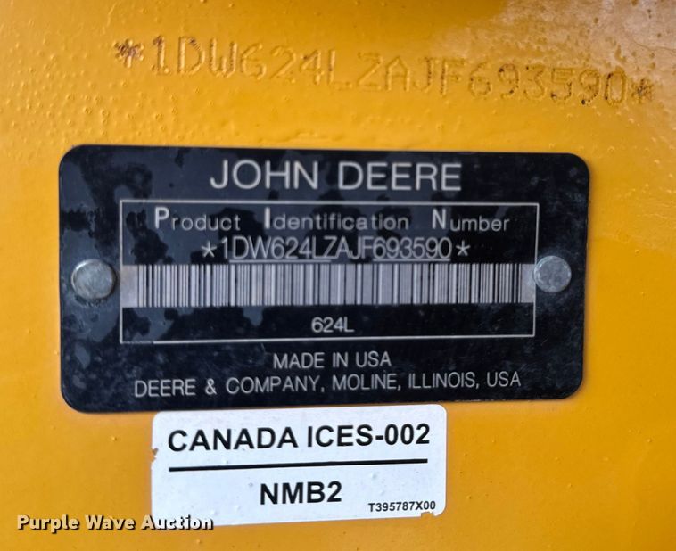 image for item DL4417 2019 John Deere 624L  wheel loader