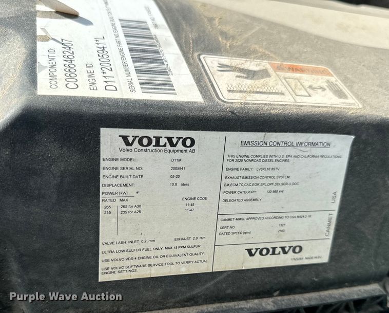 image for item DL4420 2019 Volvo A25G haul truck