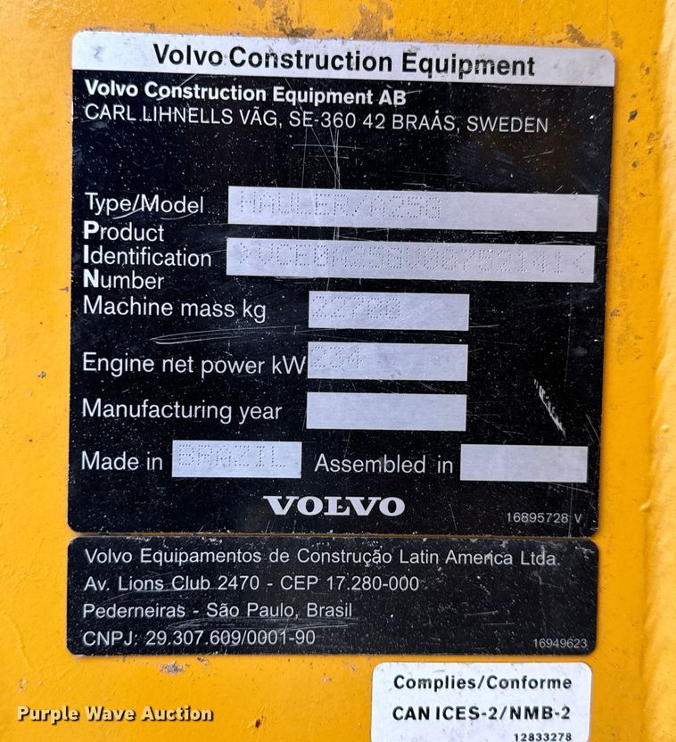 image for item DL4420 2019 Volvo A25G haul truck