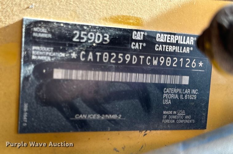 image for item DL4421 2019 Caterpillar  259D3 tracked skid steer loader