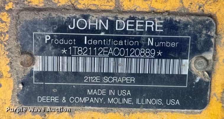 image for item DL4439 2014 John Deere 2112E conventional scraper