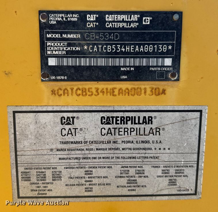 image for item DL4445 2003 Caterpillar  CB-534D XW double drum vibratory roller