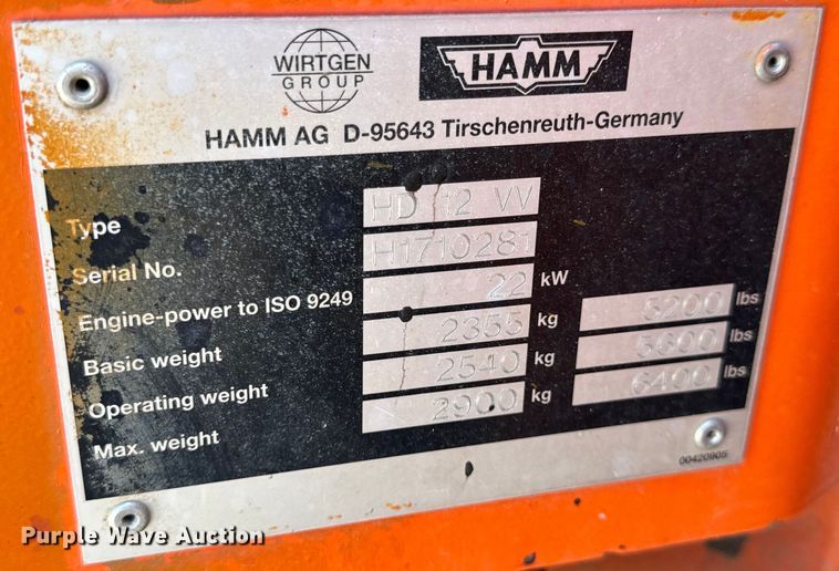 image for item DL4448 2008 Hamm HD12 VV double drum vibratory roller