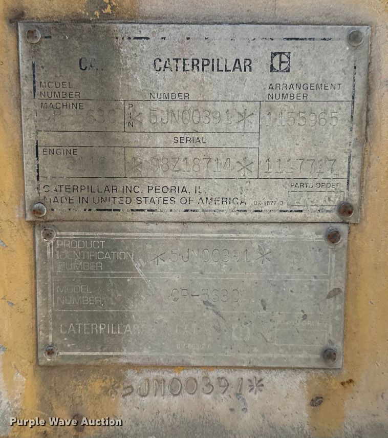 image for item DL4455 2000 Caterpillar CP-563C single drum vibratory roller