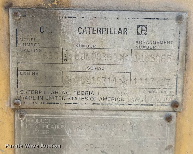 image for item DL4455 2000 Caterpillar CP-563C single drum vibratory roller