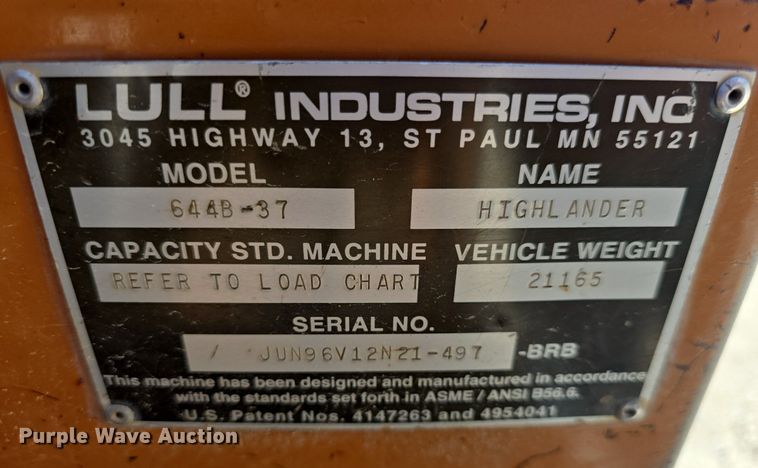 image for item DM1722 1996 Lull 644B-37 Highlander II telehandler