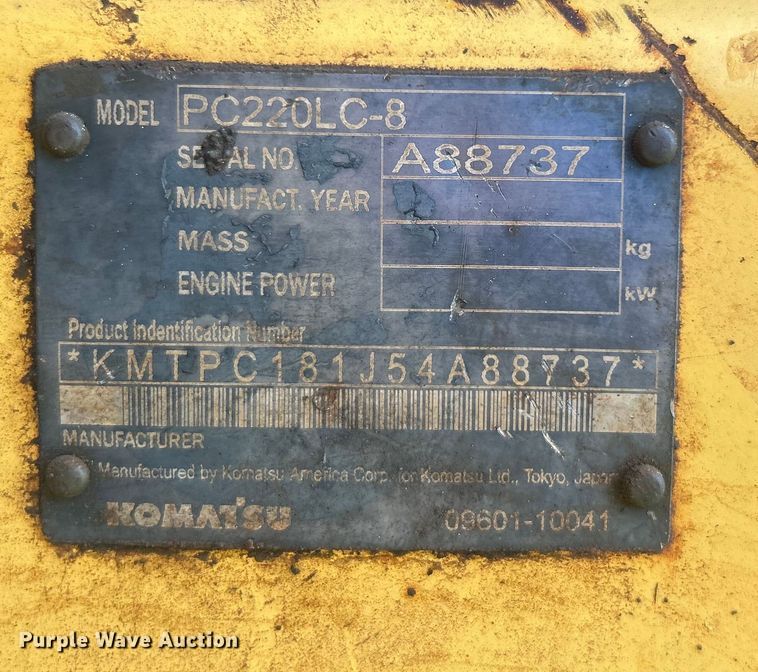 image for item DO6521 2009 Komatsu  PC220LC-8 excavator