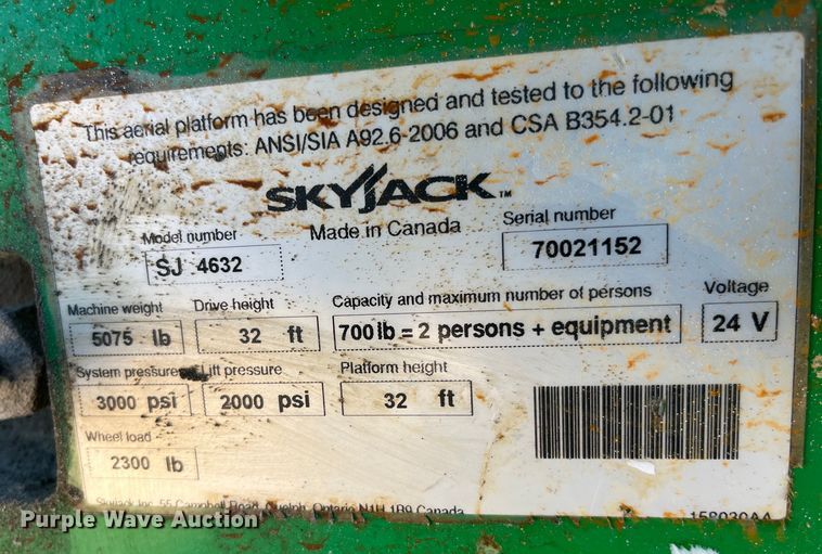 image for item DP2204 2014 Skyjack SJIII 4632 scissor lift
