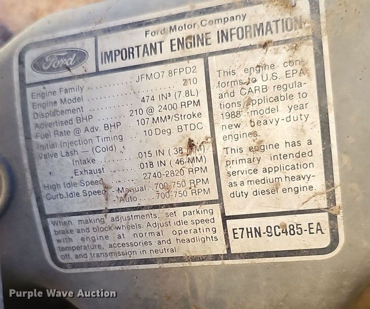 image for item DP6467 1988 Ford F800 digger derrick truck