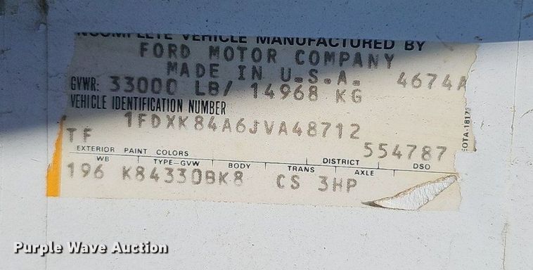 image for item DP6467 1988 Ford F800 digger derrick truck