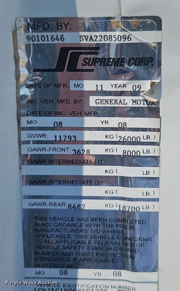 image for item DP6520 2009 GMC C5500 utility / service truck