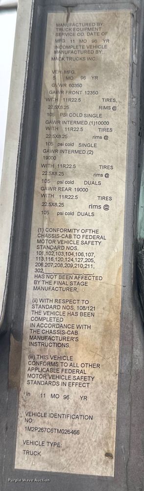 image for item DQ6779 1996 Mack RD688S dump truck