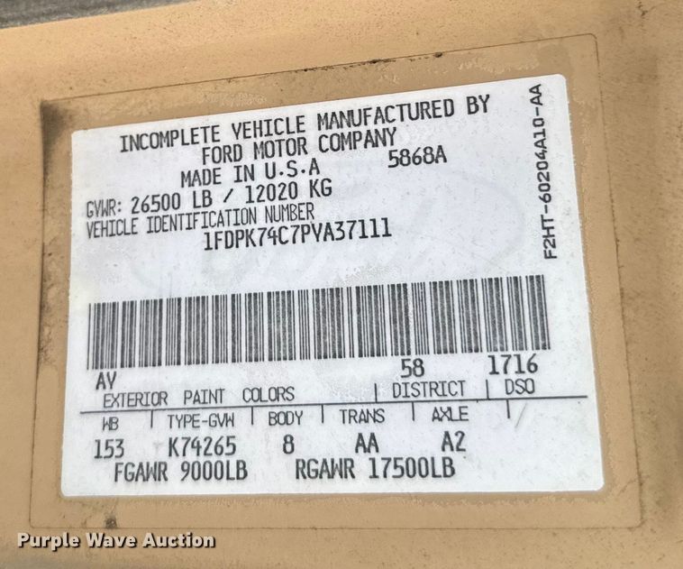 image for item DQ6802 1993 Ford F700 dump flatbed truck