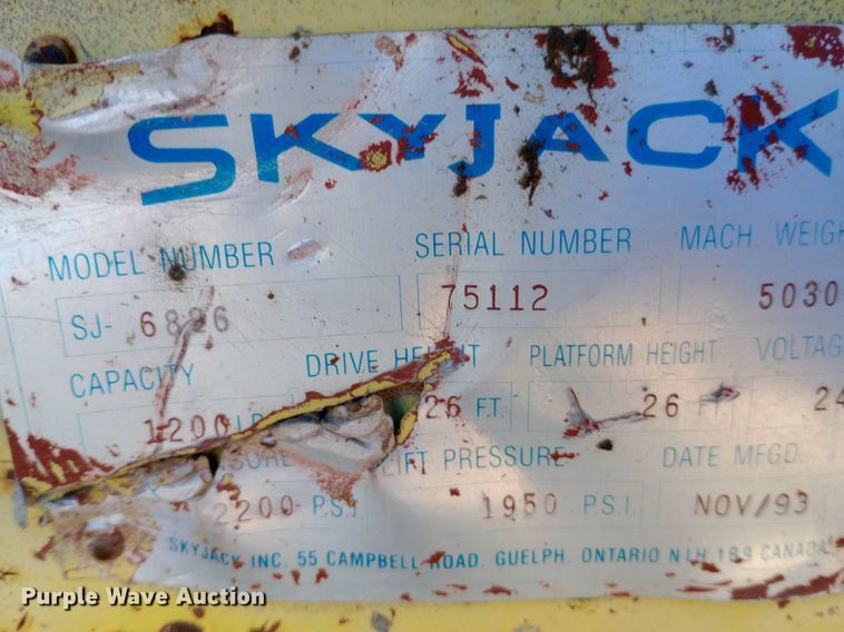 image for item DQ7129 1993 SkyJack SJ-6826 scissor lift