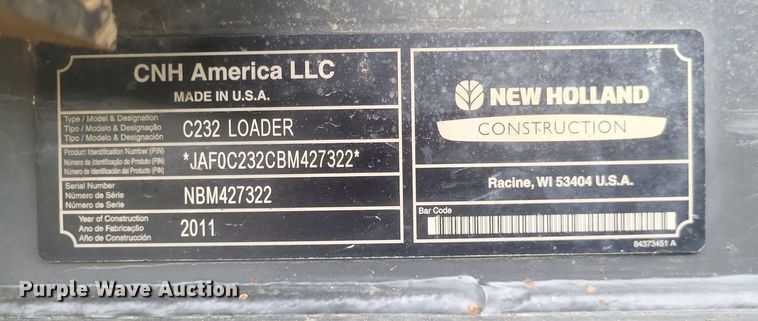 image for item DR4806 2011 New Holland  C232 tracked skid steer loader