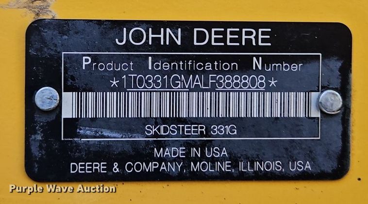 image for item DR8643 2020 John Deere 331G tracked skid steer loader