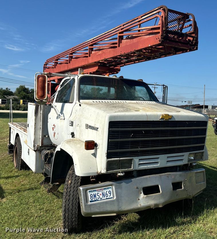 image for item DS2496 1981 Chevrolet C70 flatbed truck with boom ladder
