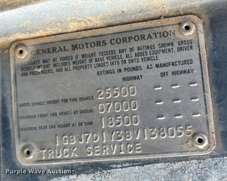 image for item DS2496 1981 Chevrolet C70 flatbed truck with boom ladder