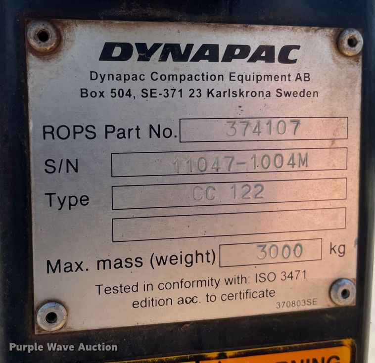 image for item DS5512 2009 Dynapac  CC122 double drum vibratory roller