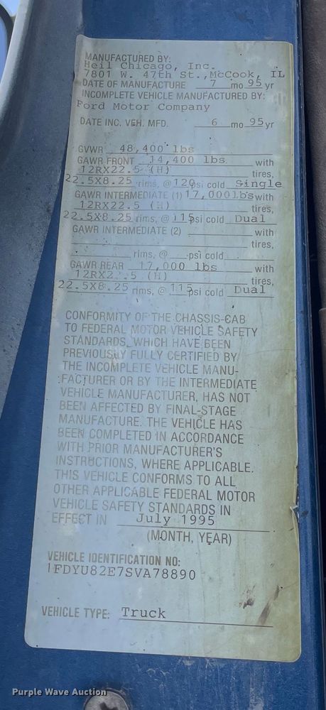 image for item DS5520 1995 Ford  L8000 dump truck
