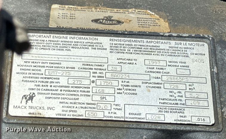 image for item DV5761 1998 Mack  RD690S dump truck