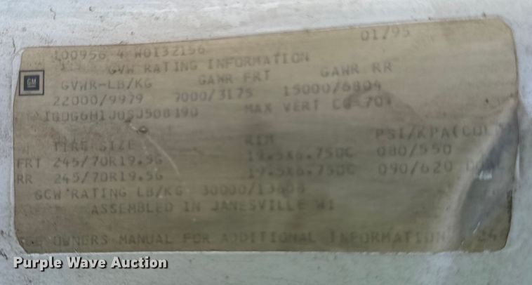 image for item DV5762 1995 GMC  TopKick  box truck