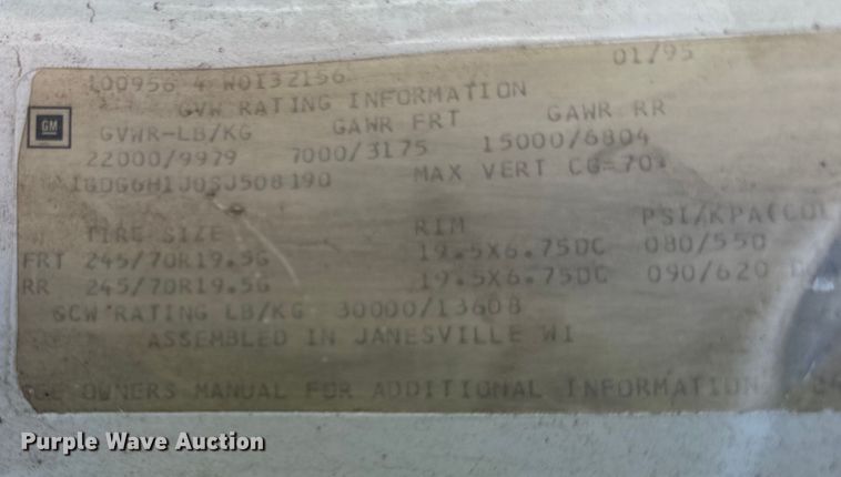 image for item DV5762 1995 GMC  TopKick  box truck