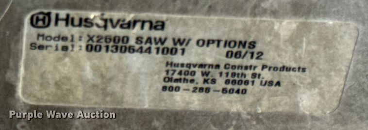 image for item DV5764 Husqvarna  Soff-cut 2500 concrete saw