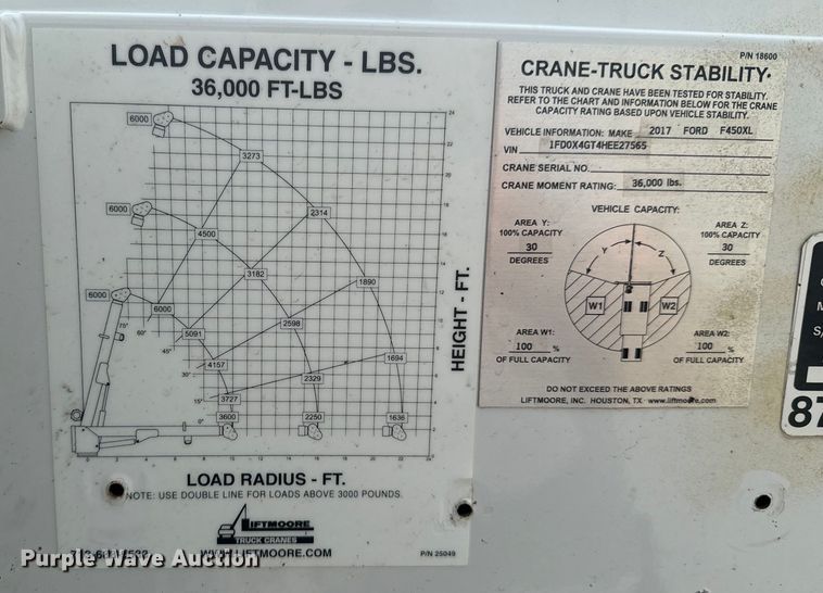 image for item DX0633 2017 Ford F450 Super Duty XL utility / service truck