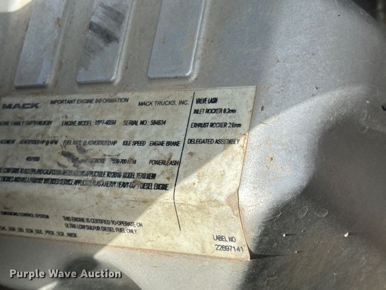 image for item DX0640 2017 Mack GU713 dump truck