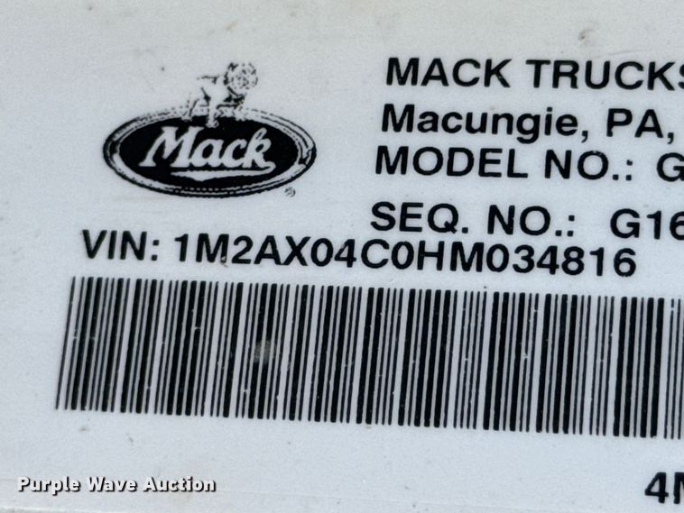 image for item DX0641 2017 Mack GU713 dump truck