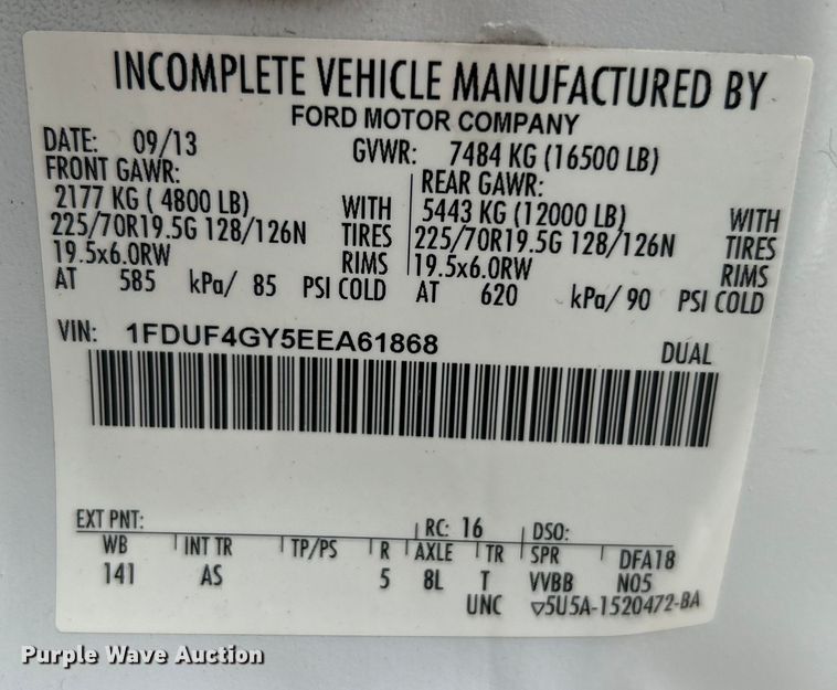 image for item EG0675 2014 Ford F450 Super Duty  utility / service truck