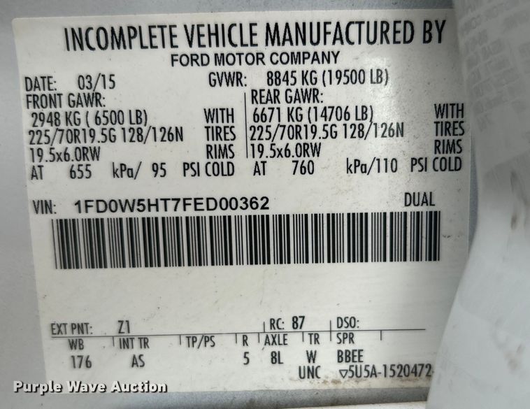 image for item EG0694 2015 Ford F550 Super Duty Crew Cab utility / service truck