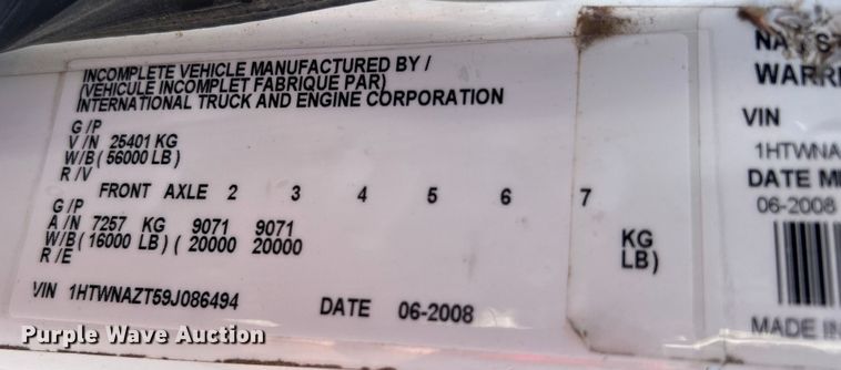 image for item EG0699 2009 International WorkStar 7500 crane truck