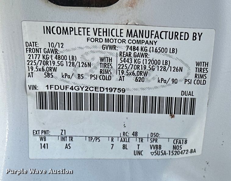 image for item EG1611 2012 Ford F450 Super Duty bucket truck