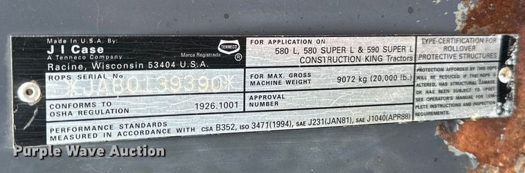 image for item EG1636 1995 Case 580 Super L backhoe