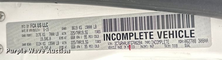 image for item EG1637 2015 Dodge Ram 5500HD bucket truck