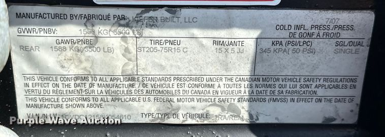 image for item EG1641 2008 Kiefer reel trailer