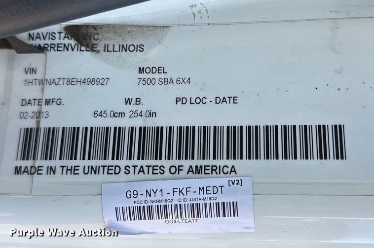 image for item EG1642 2014 International  WorkStar 7500 crane truck