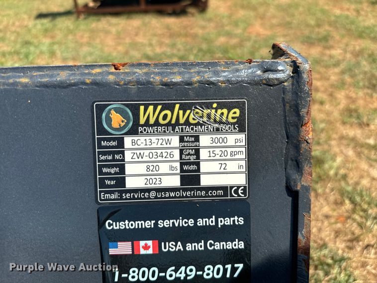 image for item EH4014 2023 Wolverine  BC1372W skid steer rotary mower